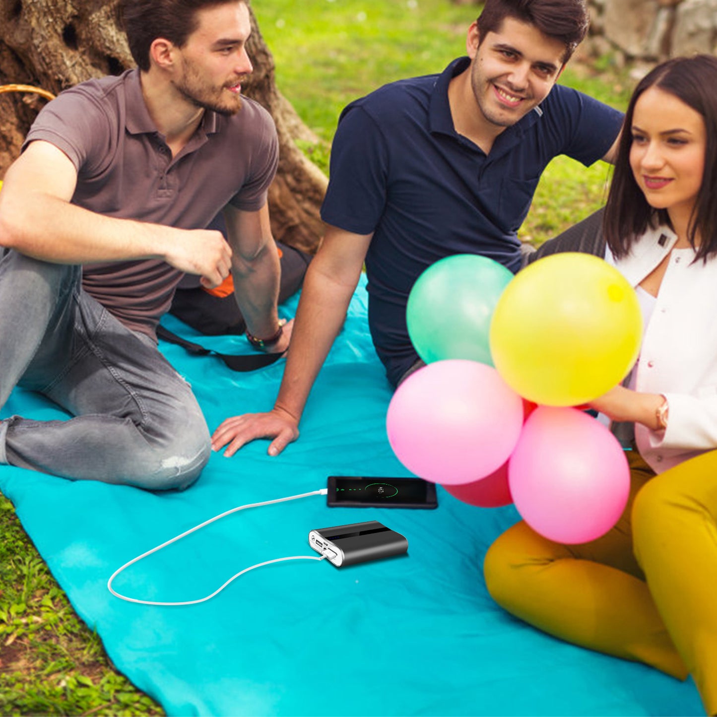 1Pc 12000mAh Portable Charger With Dual USB 3.1A Output Power Bank Ultra-Compact External Battery Pack Fast Charging